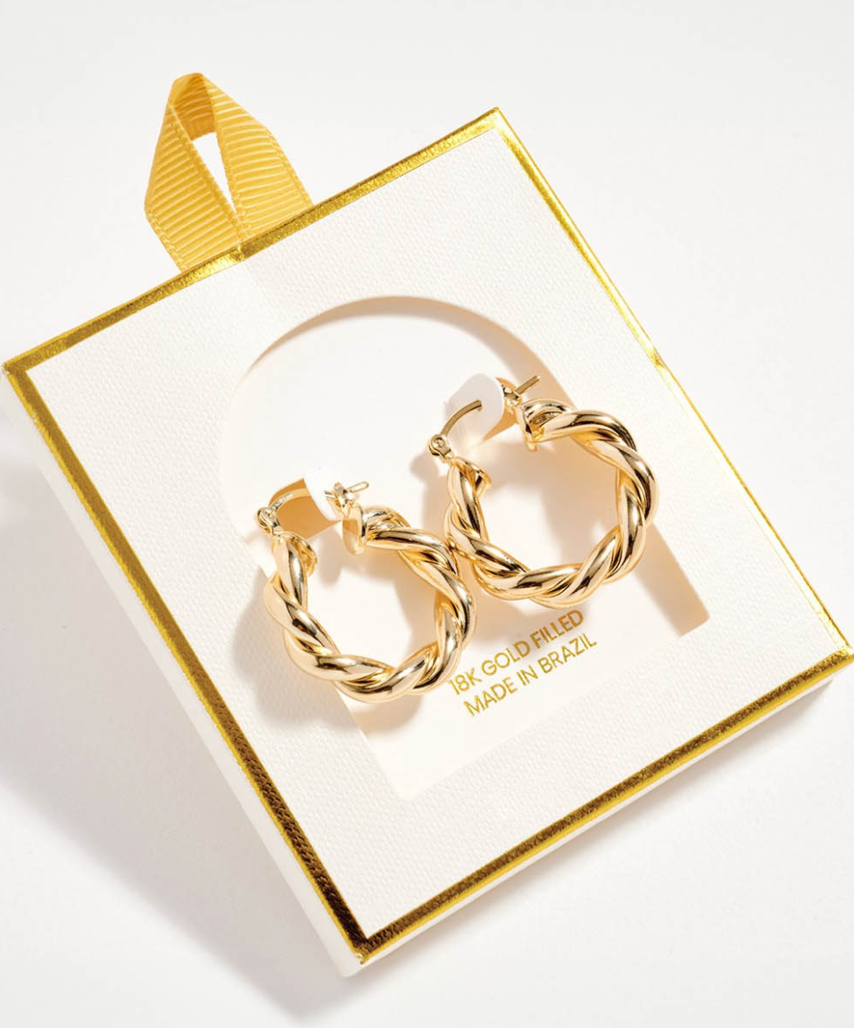 18K Gold Filled Twisted Hoops