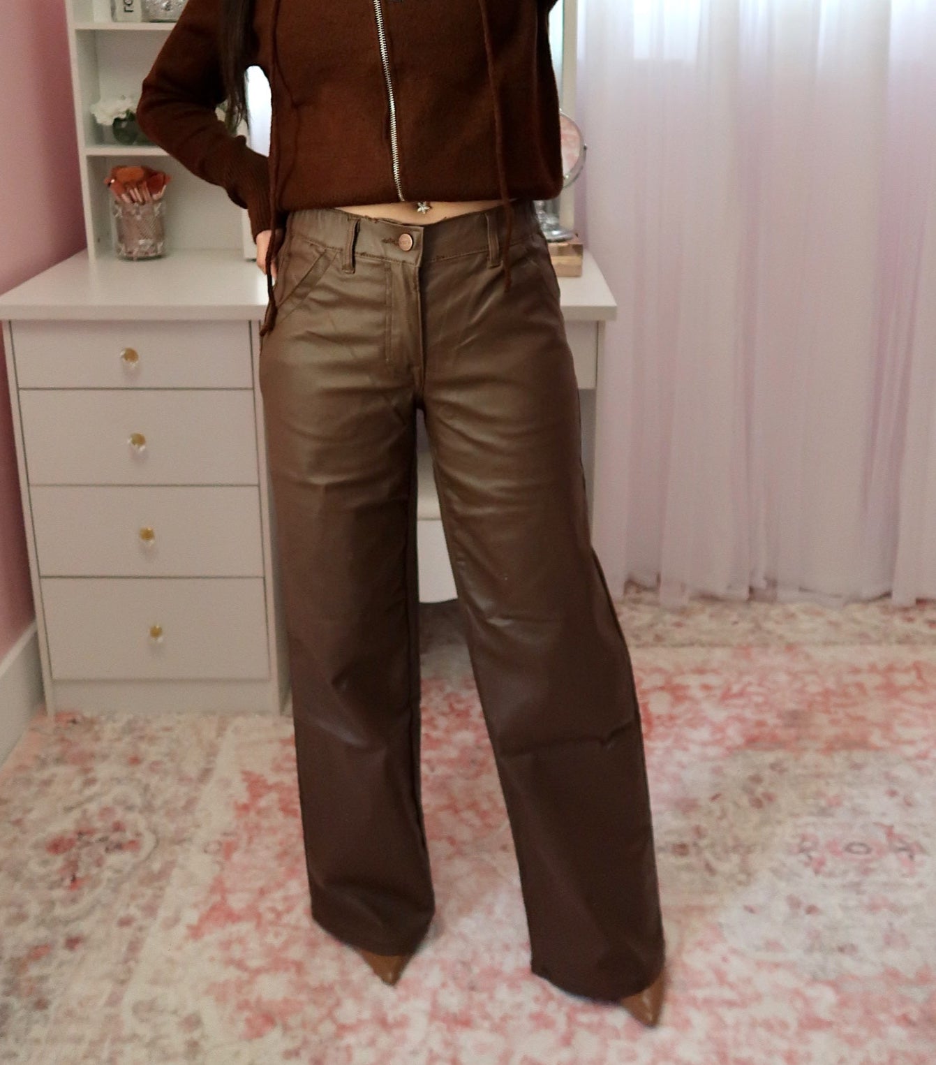 Low Rise Faux Leather Pant