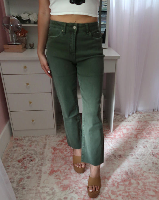Happy Ankle Jeans - Olive