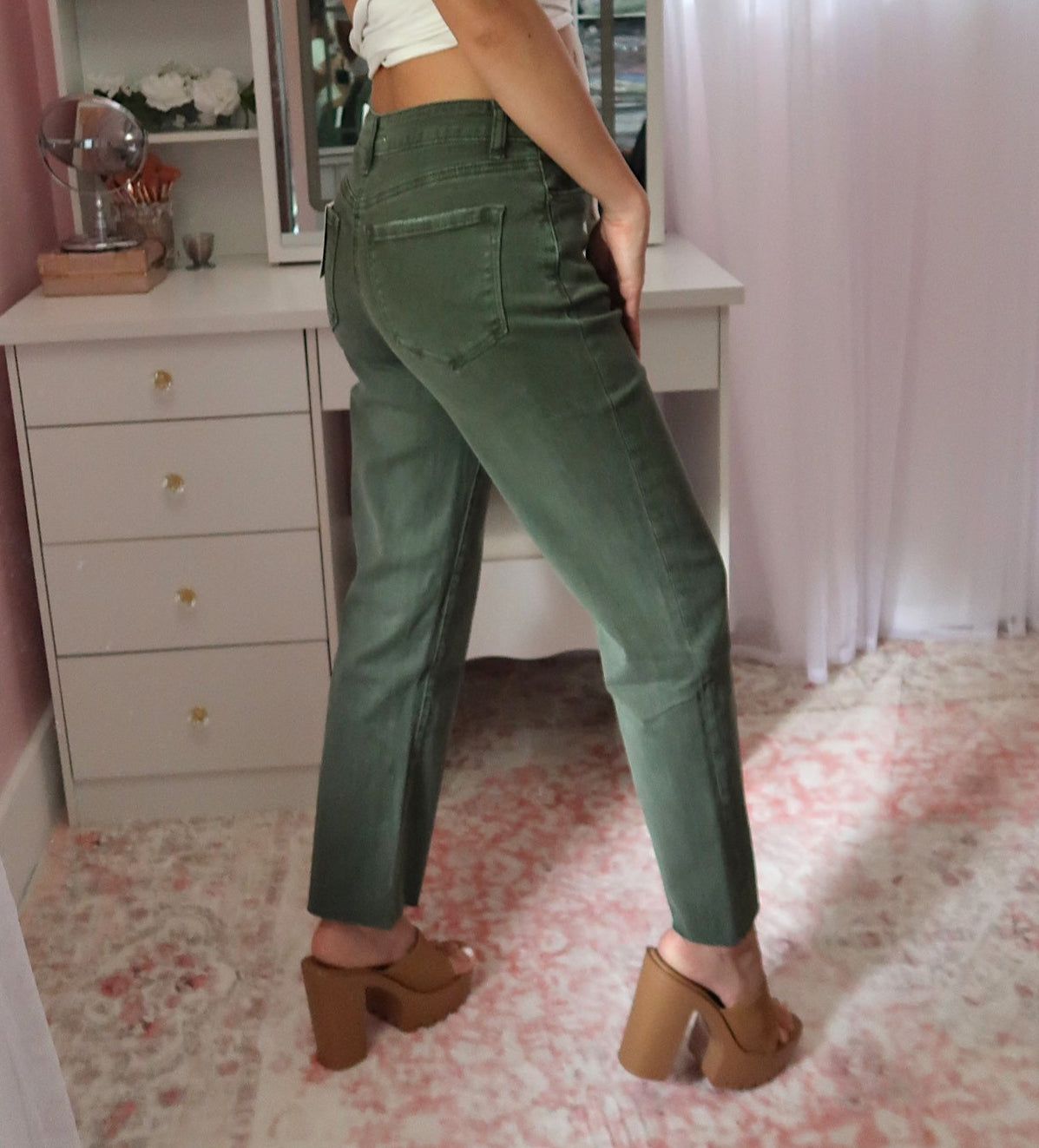 Happy Ankle Jeans - Olive