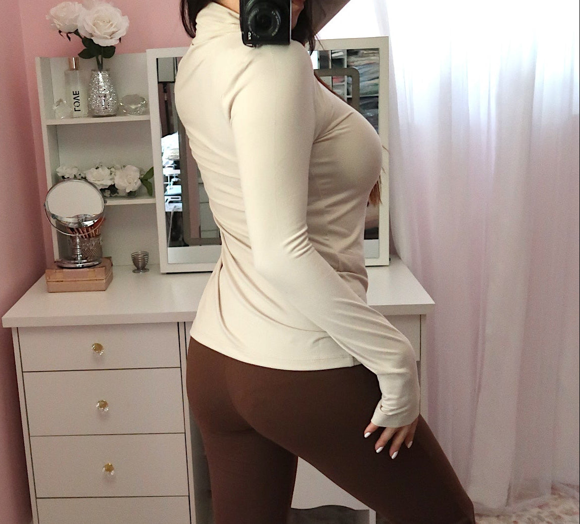 Butter Turtleneck Top - Sand