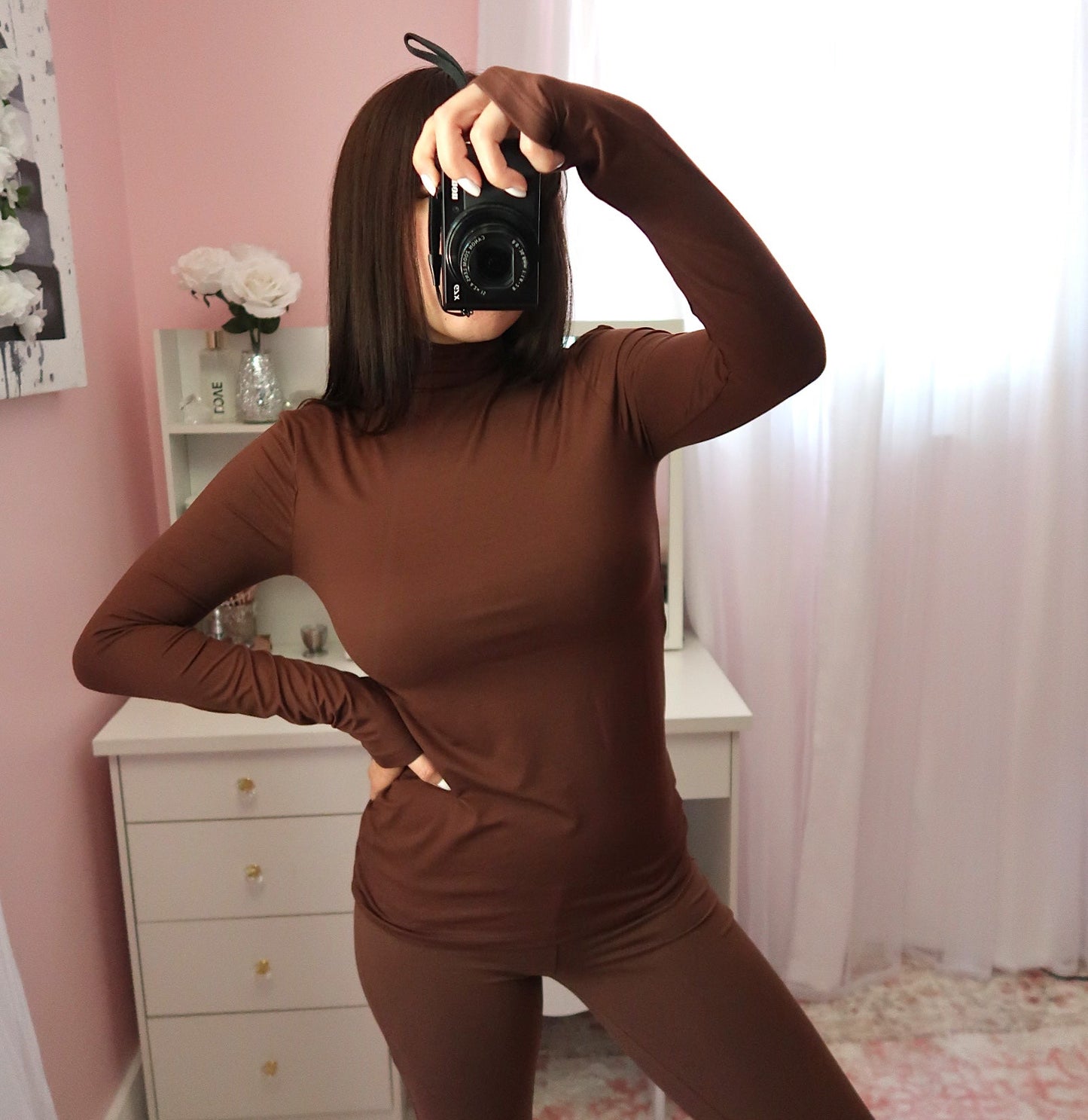 Butter Turtleneck Top - Chocolate