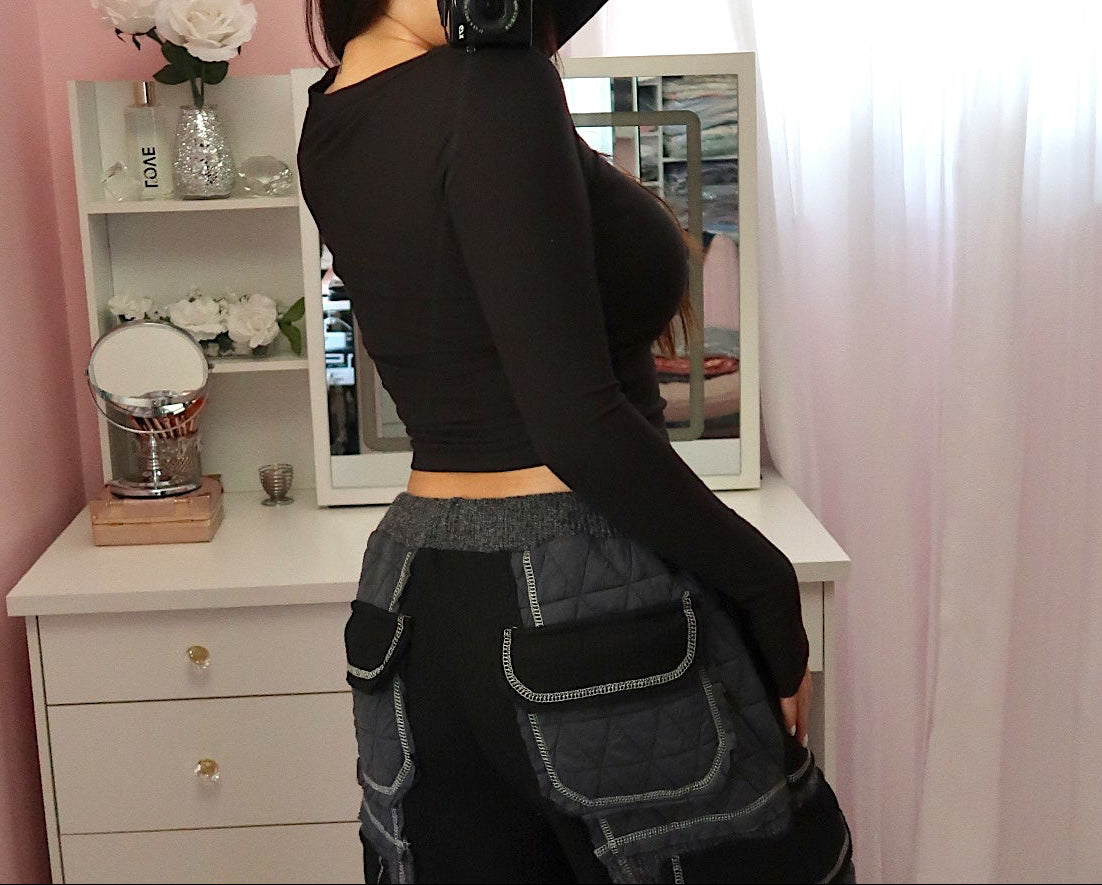 Crop Boat Neck Long Sleeve