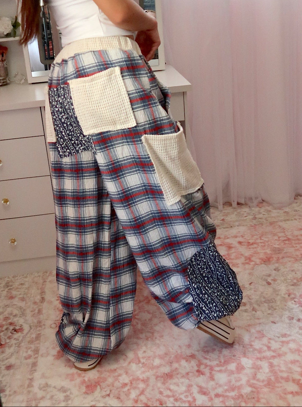 Pretty Plaid Joggers - Blue