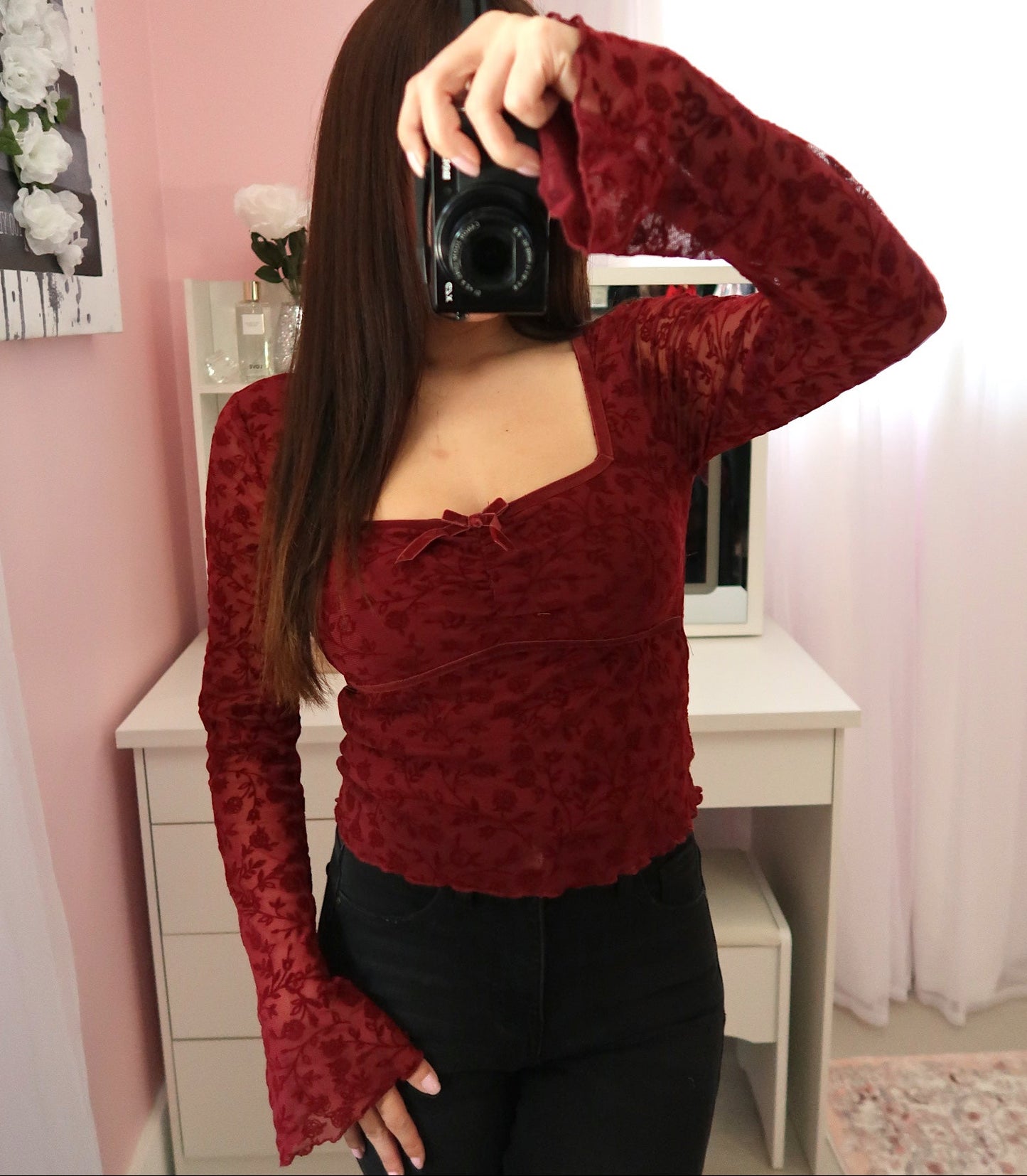Velvet Floral Romantic Top