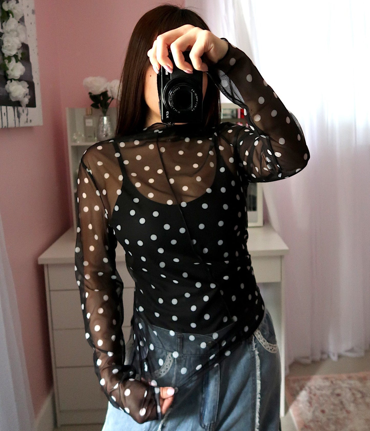 Sheer Polka Dot Top