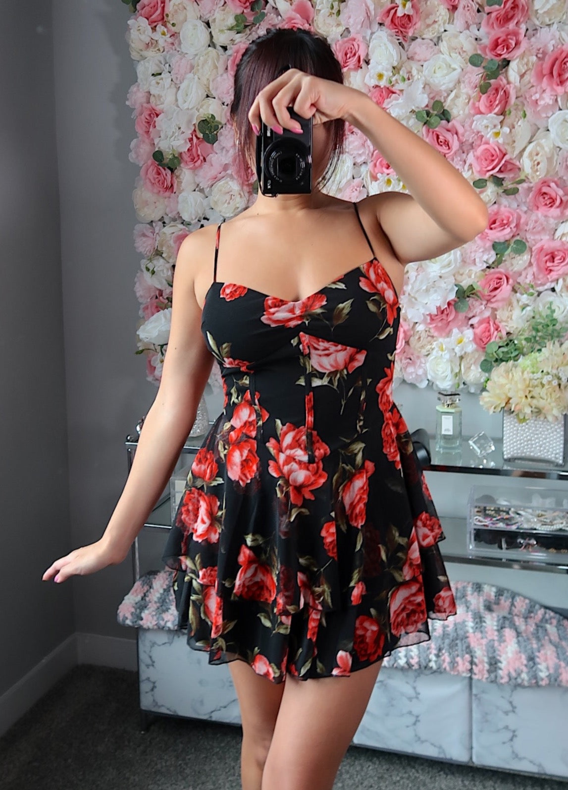 Express red floral dress hotsell