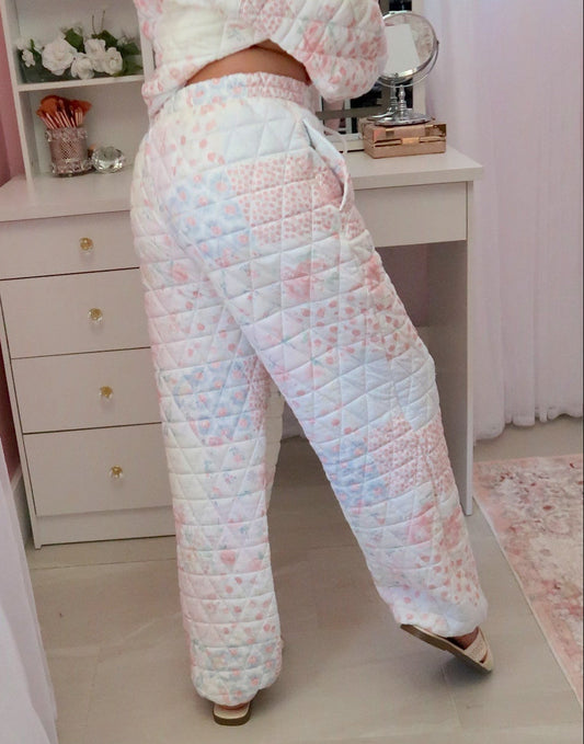 Quilted Pastel Joggers - Multi