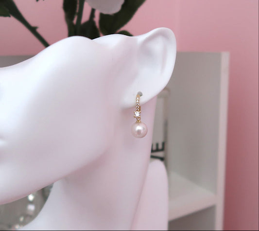 Gold Dipped Pearl Drop Huggies (2 colors available)