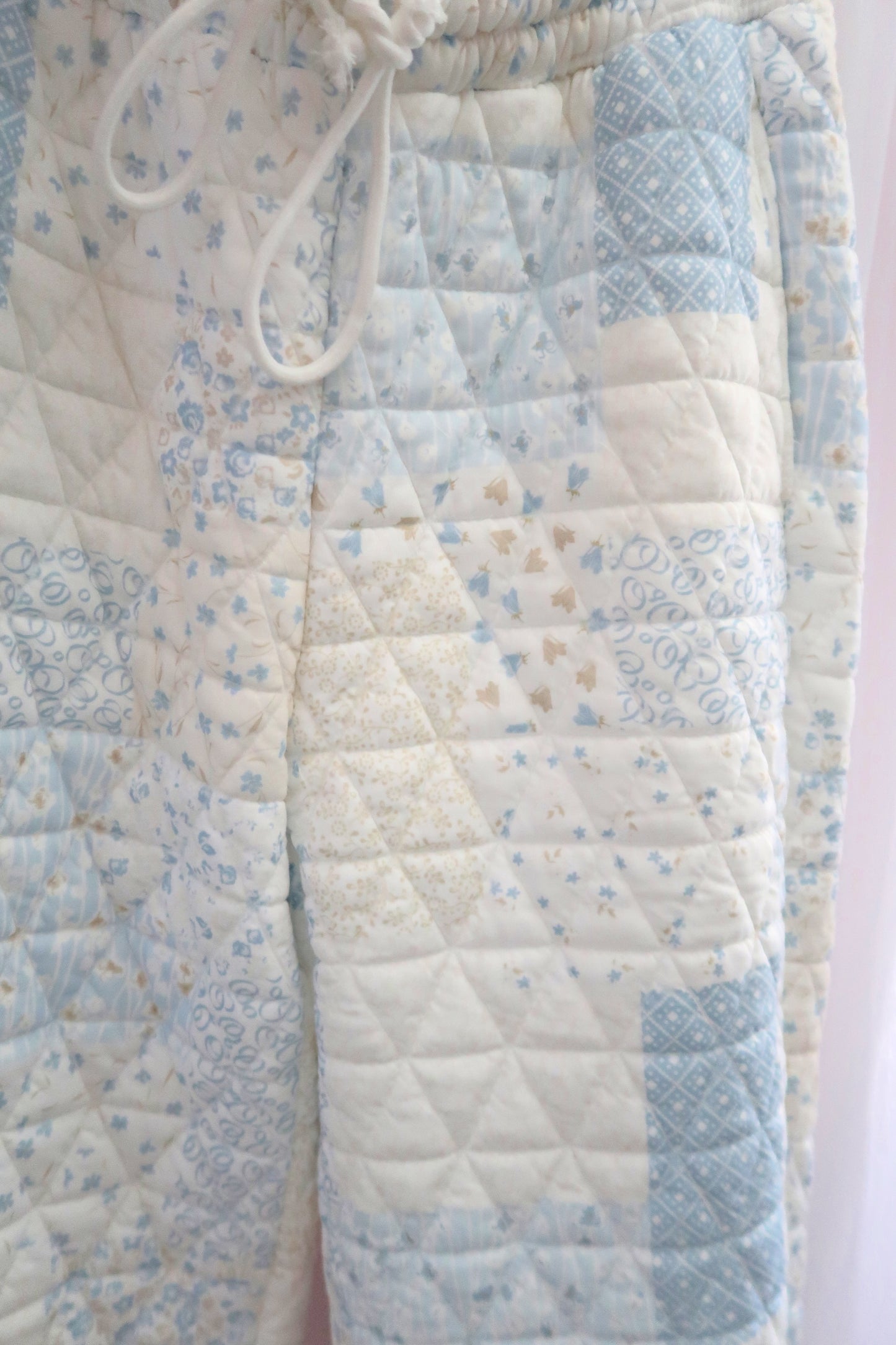 Quilted Pastel Joggers - Baby Blue