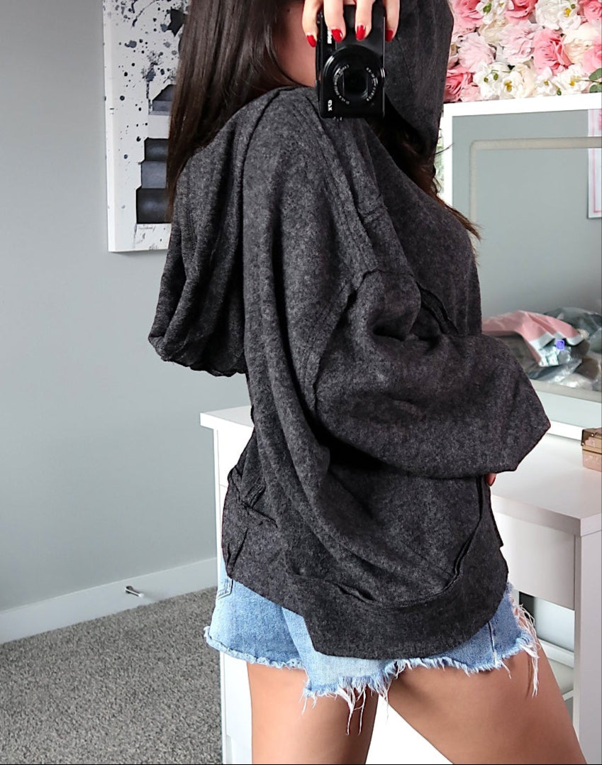 Adelina Hooded Top - Light Black (L/XL)