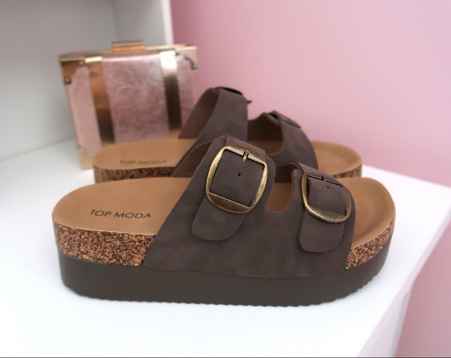 Double Buckle Platform Sandals