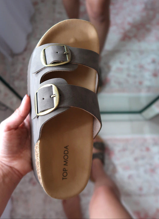 Double Buckle Platform Sandals