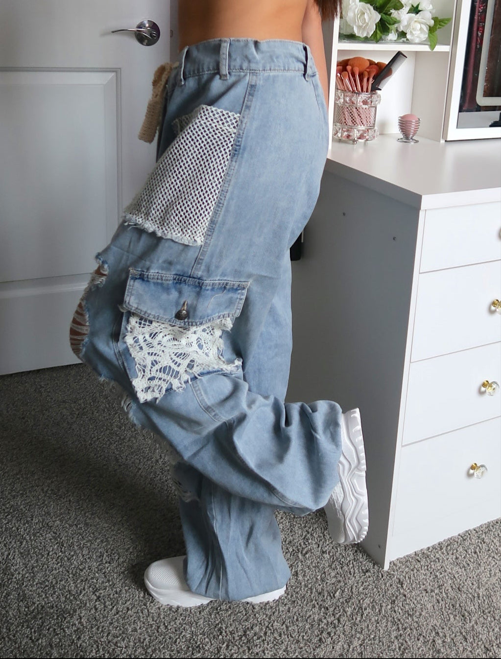 Distressed Denim Joggers