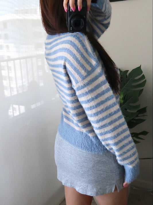Fuzzy Striped Cardigan