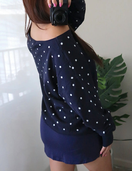 Off Shoulder Polka Dot Sweater (3 colors available)