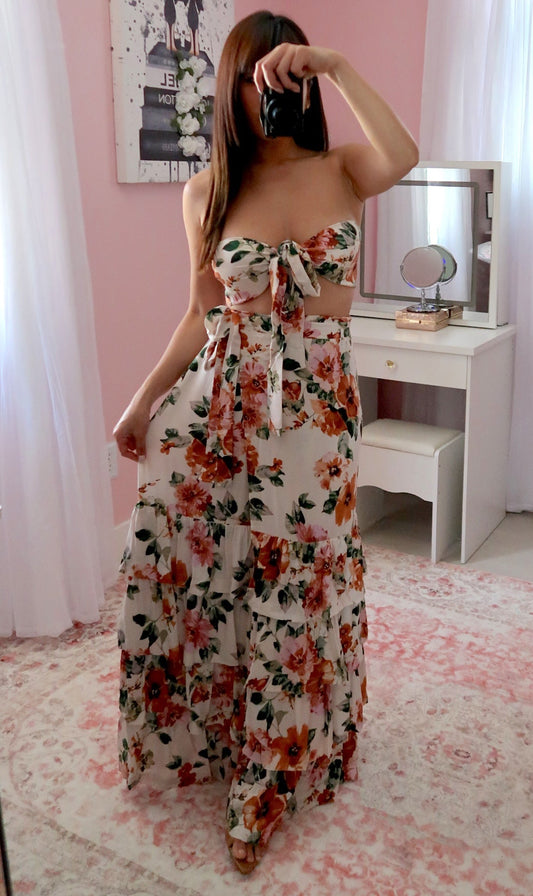 Floral 2-Piece Skirt + Top Set