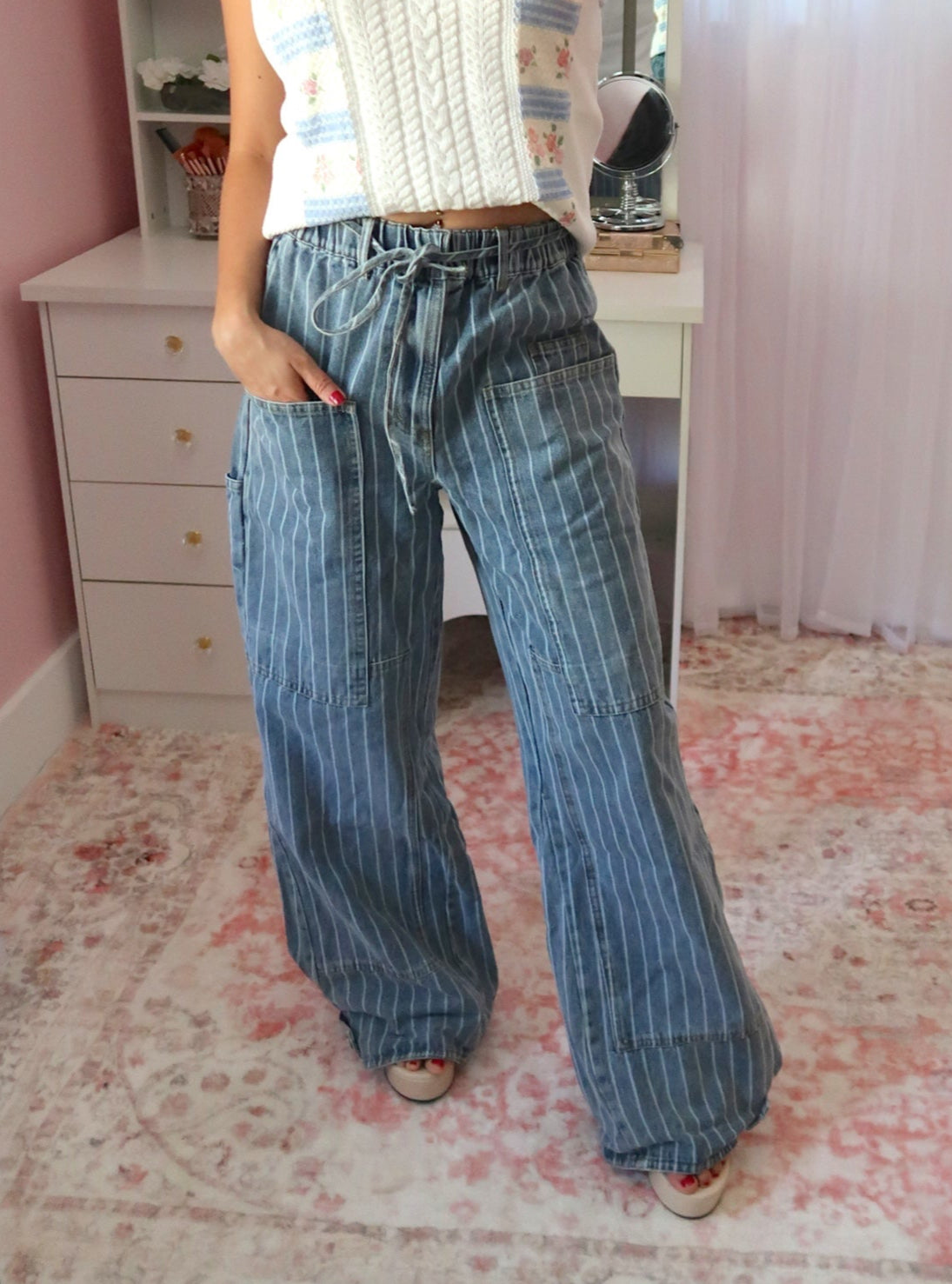 Pinstrip Denim Pants