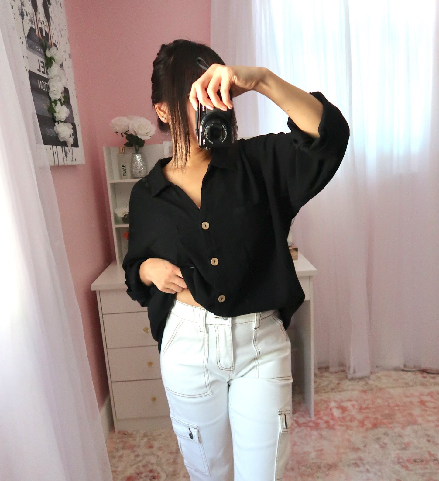Tunic Button Top - Black
