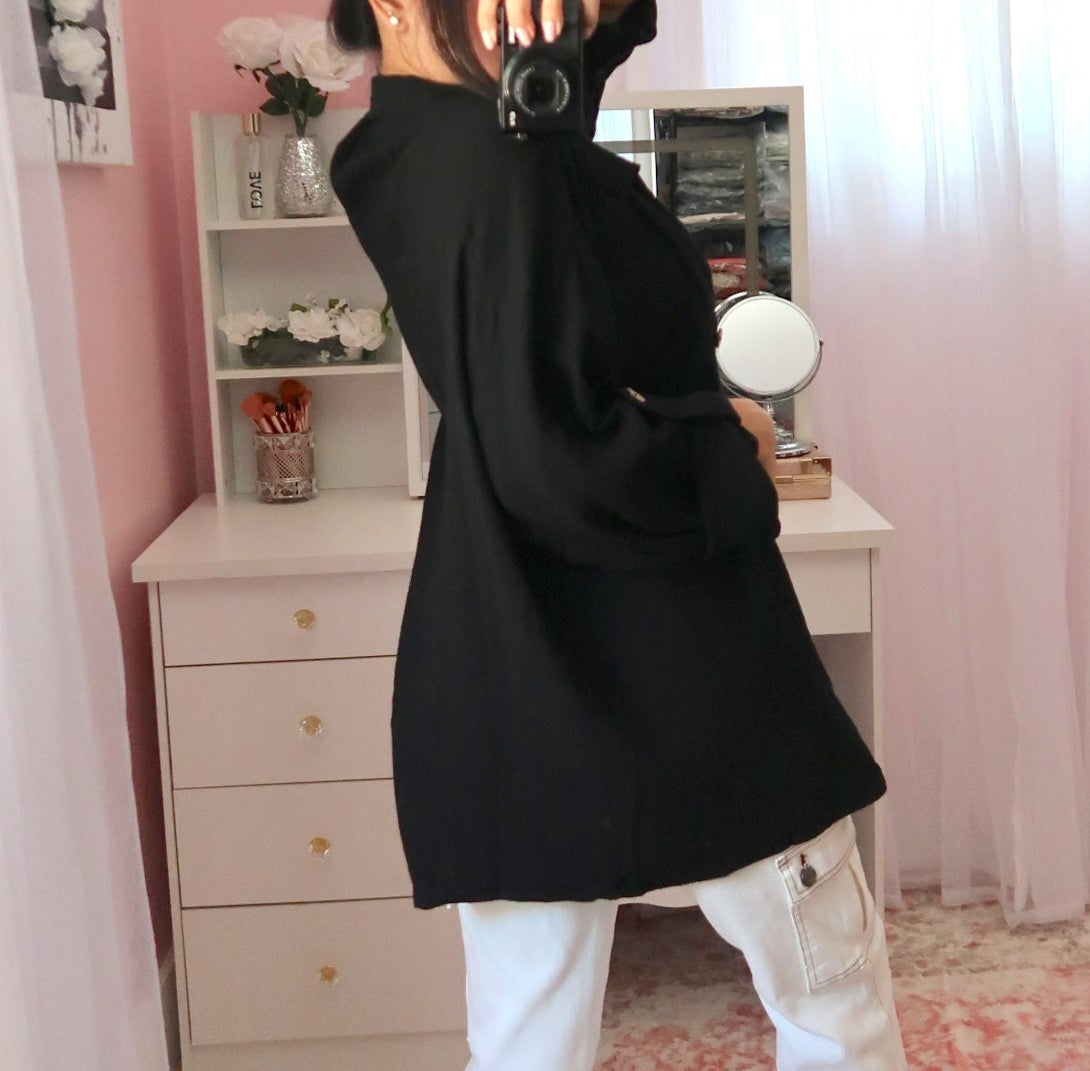 Tunic Button Top - Black