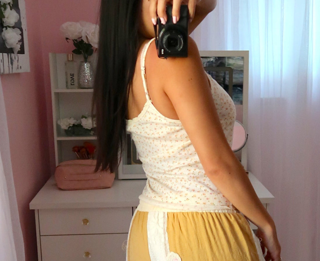 Cutie Patootie Floral Tank - Cream Corn