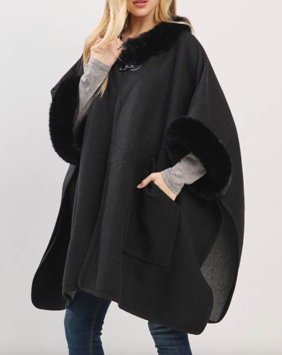 Opera Princess Cape Coat - Black