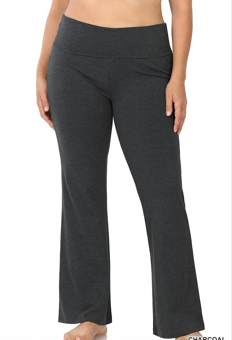 Angela Boss Flare Yoga Pant Plus Charcoal 3X 3X