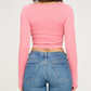 Shunn Cropped Button Top - Pink
