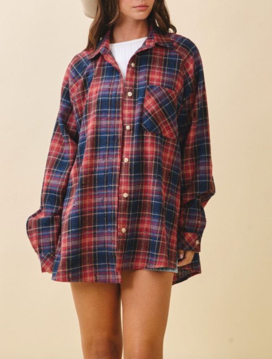 Rodeo Plaid Distressed Shirt