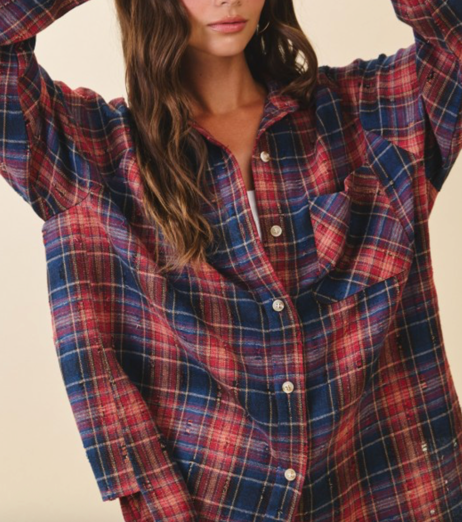 Rodeo Plaid Distressed Shirt
