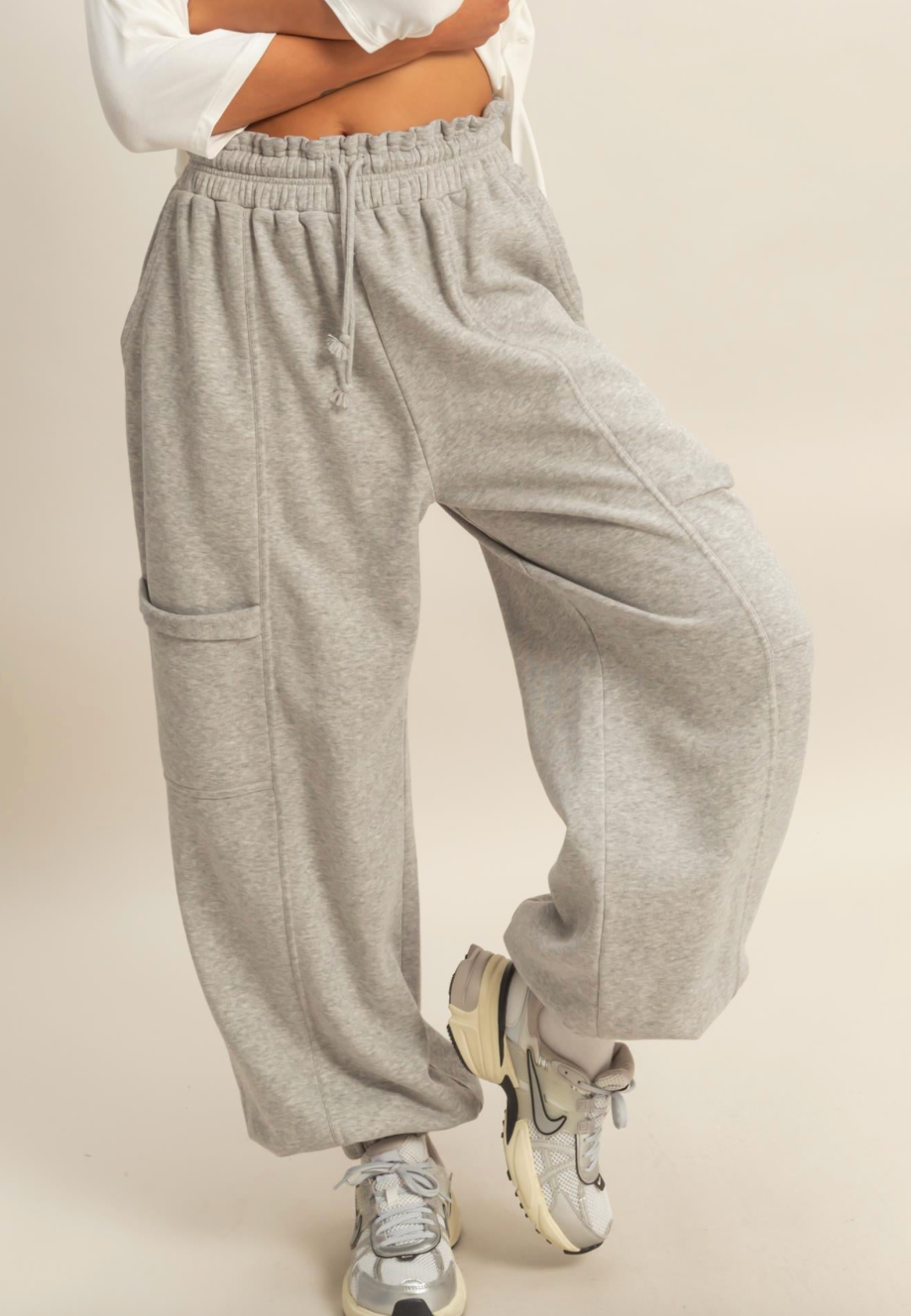Cute Waist Joggers - Heather Gray