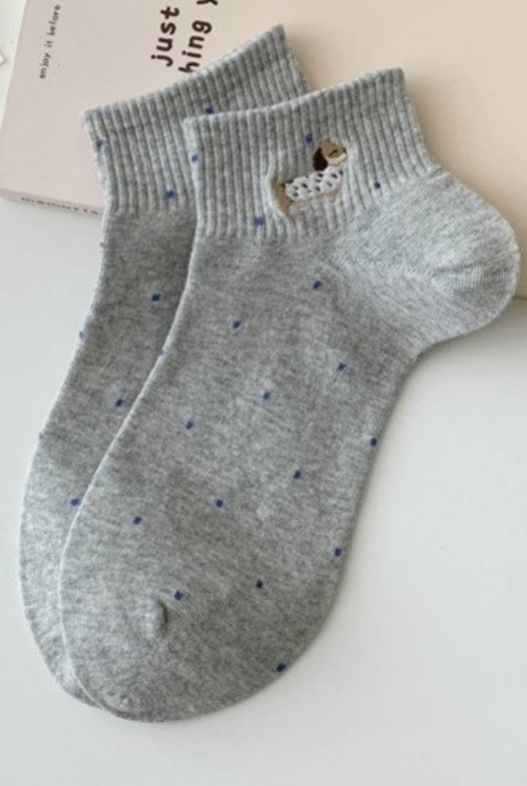 Polka Dot Dachshund Sock