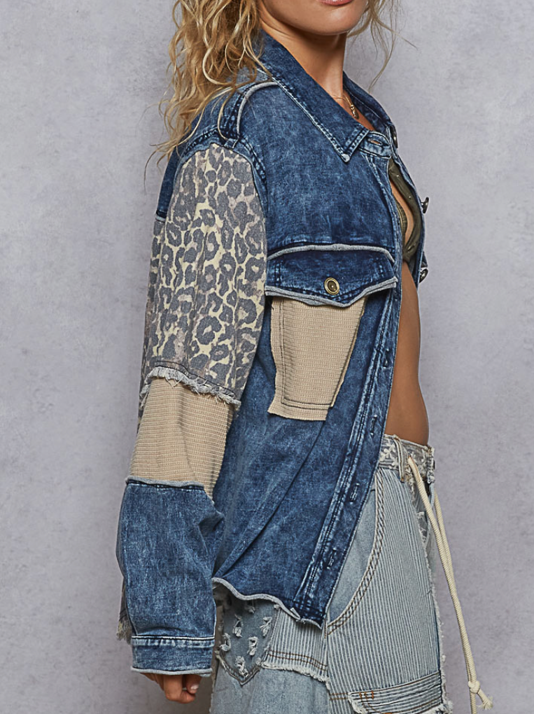 Denim Leopard Jacket