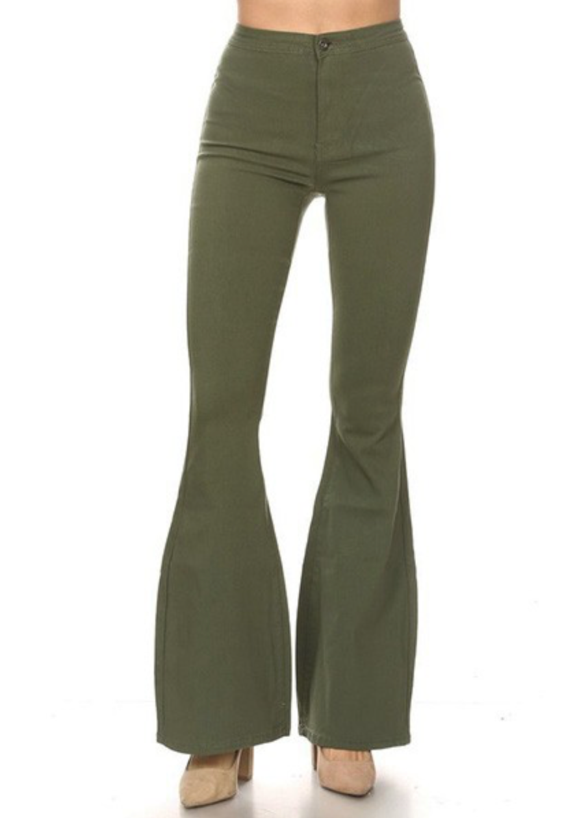Bell Bottom Pants - Olive (Large)