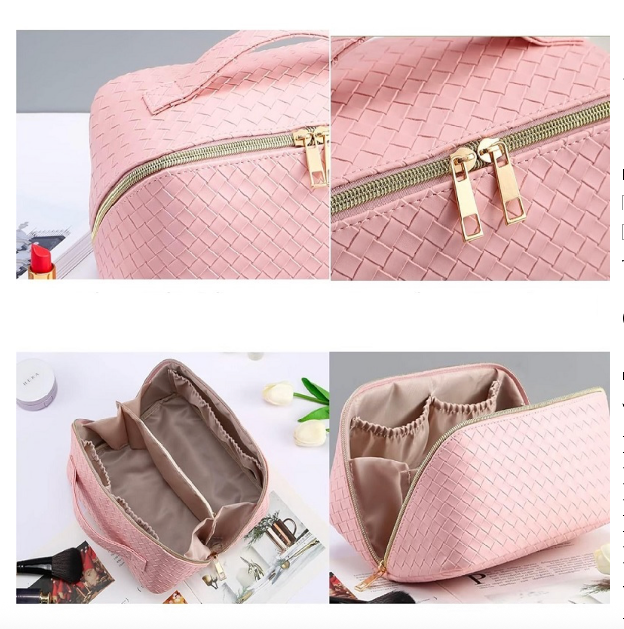 Open Flat Makeup Bag - Pink