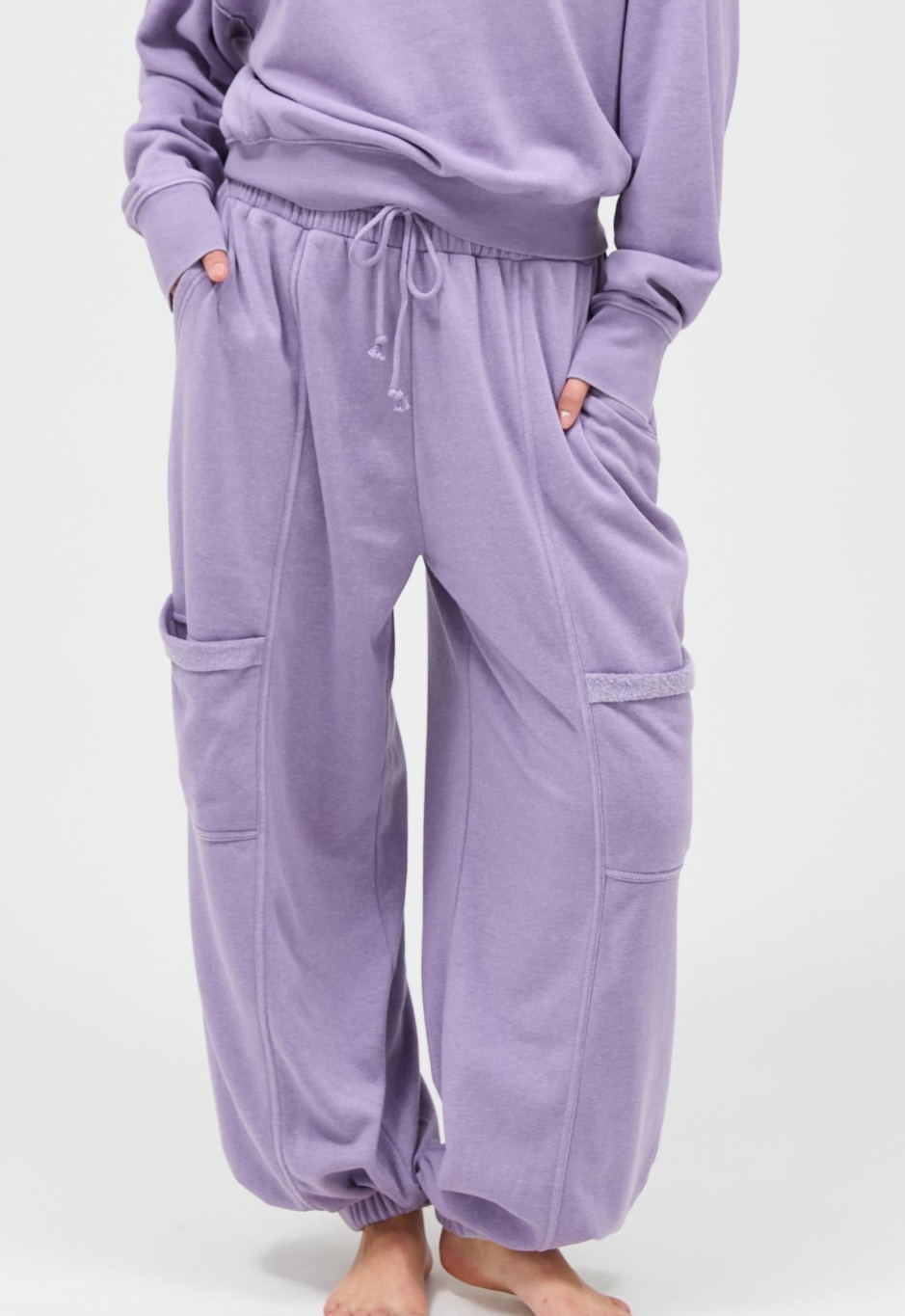 Cute Waist Joggers - Dusty Purple