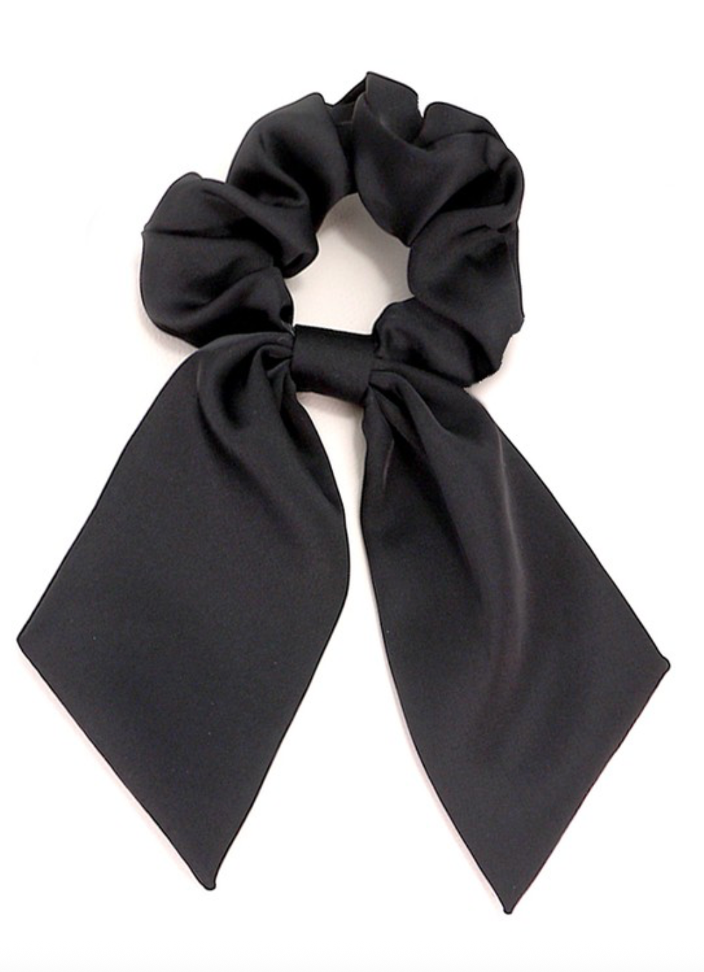 Silky Long Bow Scrunchie - Black