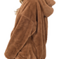 Faux Fur Half Zip Thumbhole Hoodie - Camel