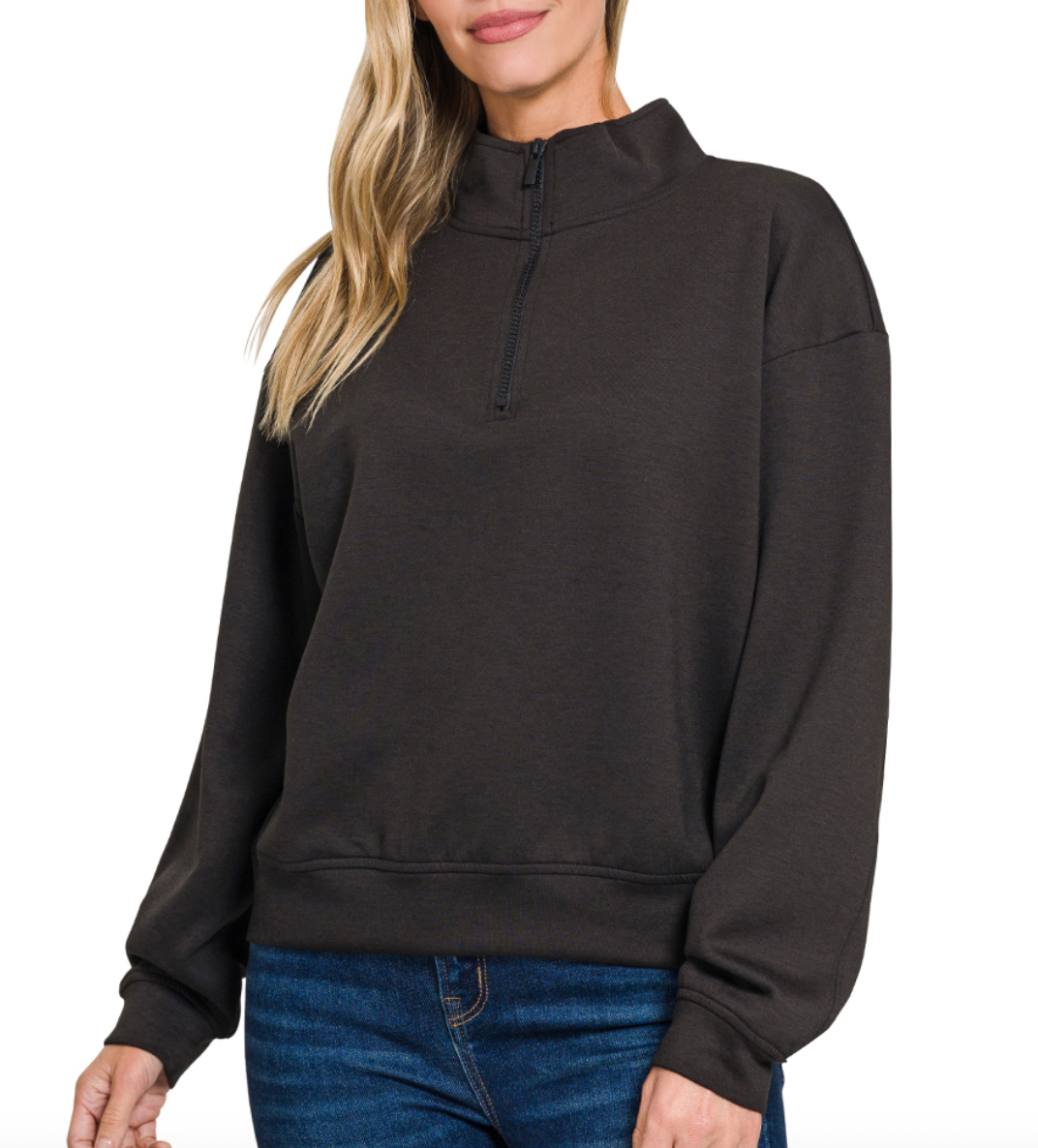 Everyday Half Zip Pullover - Black