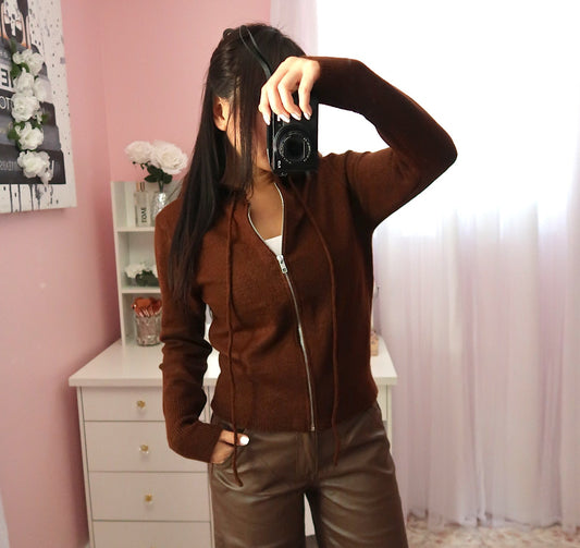Coffee Shop Zip Up - Warm Brown