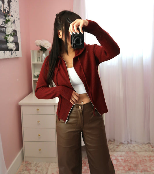 Coffee Shop Zip Up - Cabernet