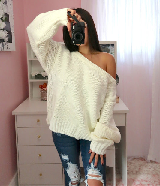 Sassy Shoulder Sweater - Ivory