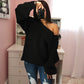 Sassy Shoulder Sweater - Black