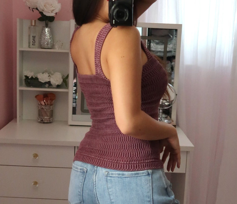 Seamless Crinkle Tank - Plum