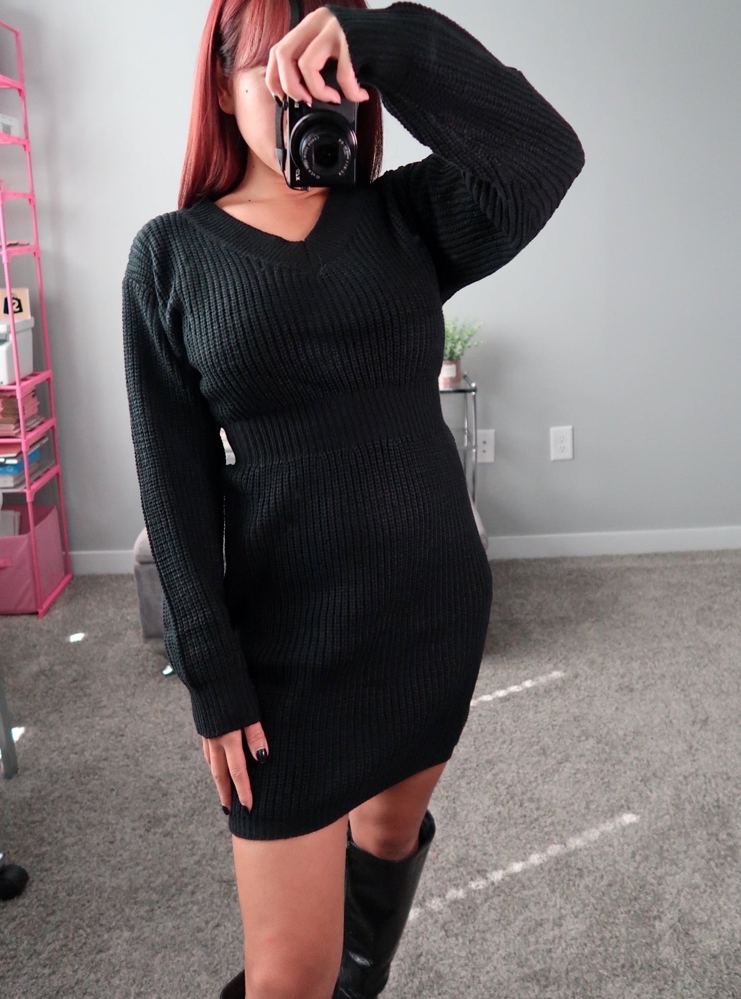 Cinch-waist Sweater Dress