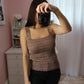 Seamless Crinkle Tank - Chocolate