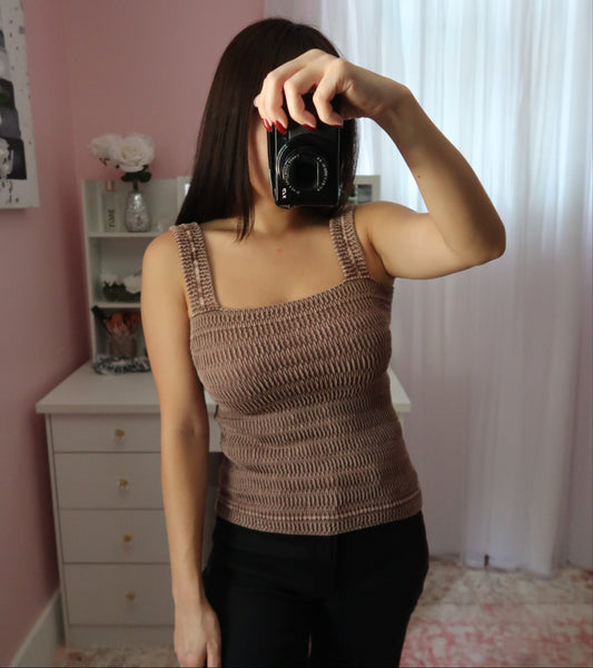 Seamless Crinkle Tank - Chocolate
