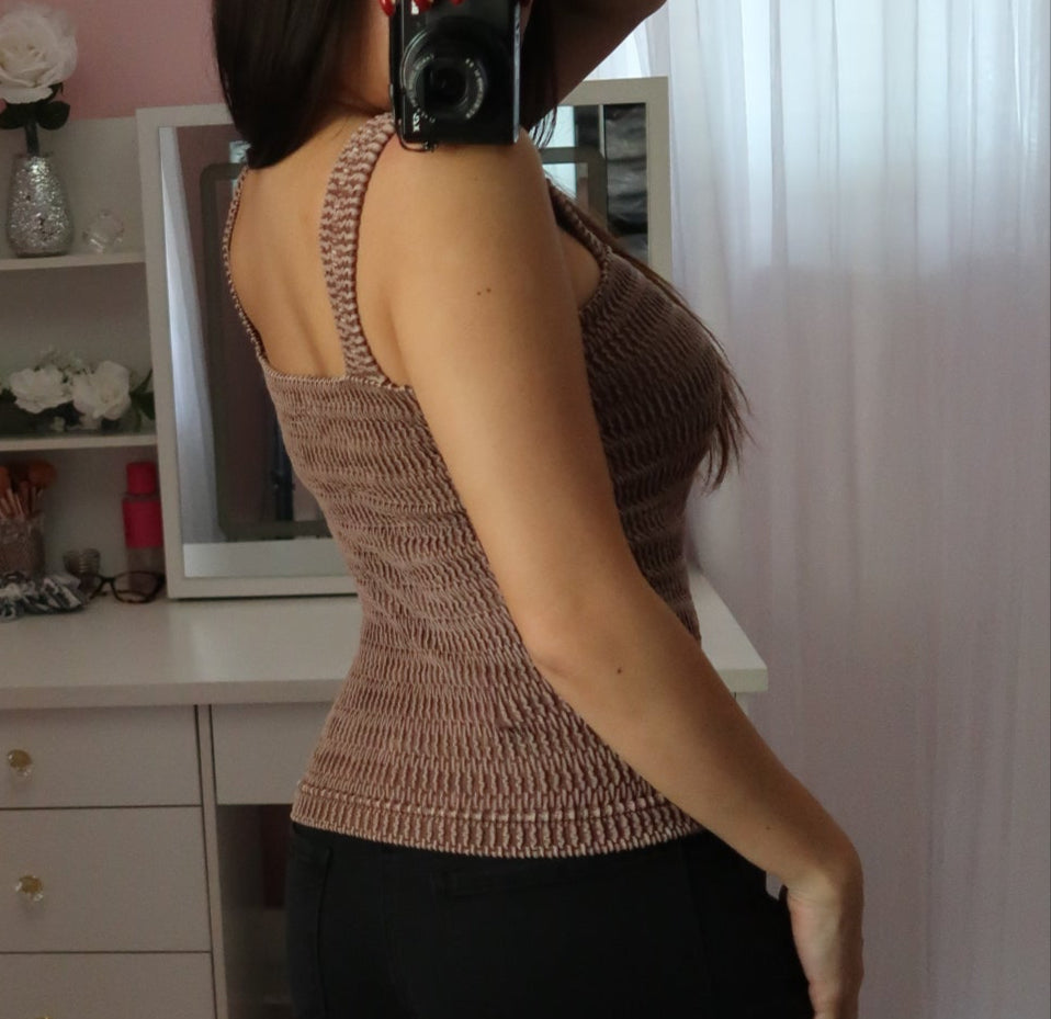 Seamless Crinkle Tank - Chocolate