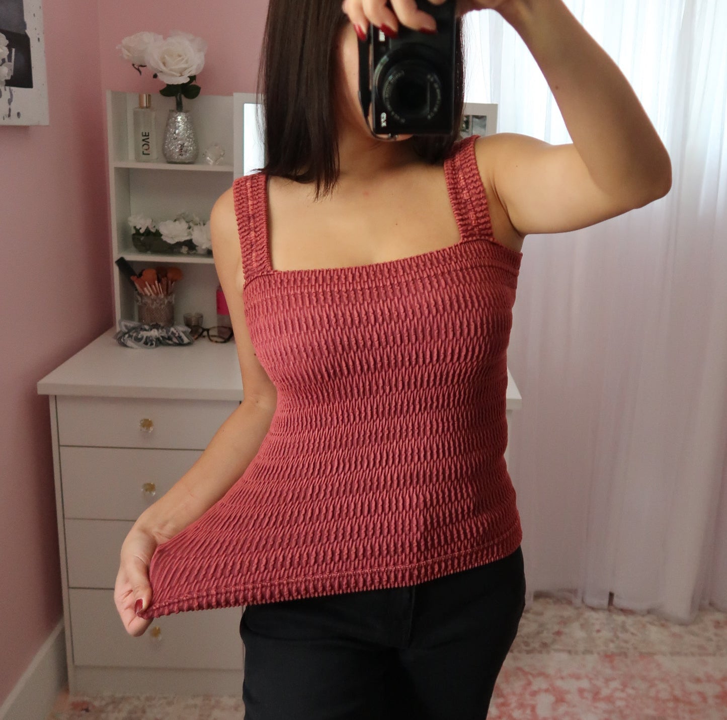 Seamless Crinkle Tank - Berry