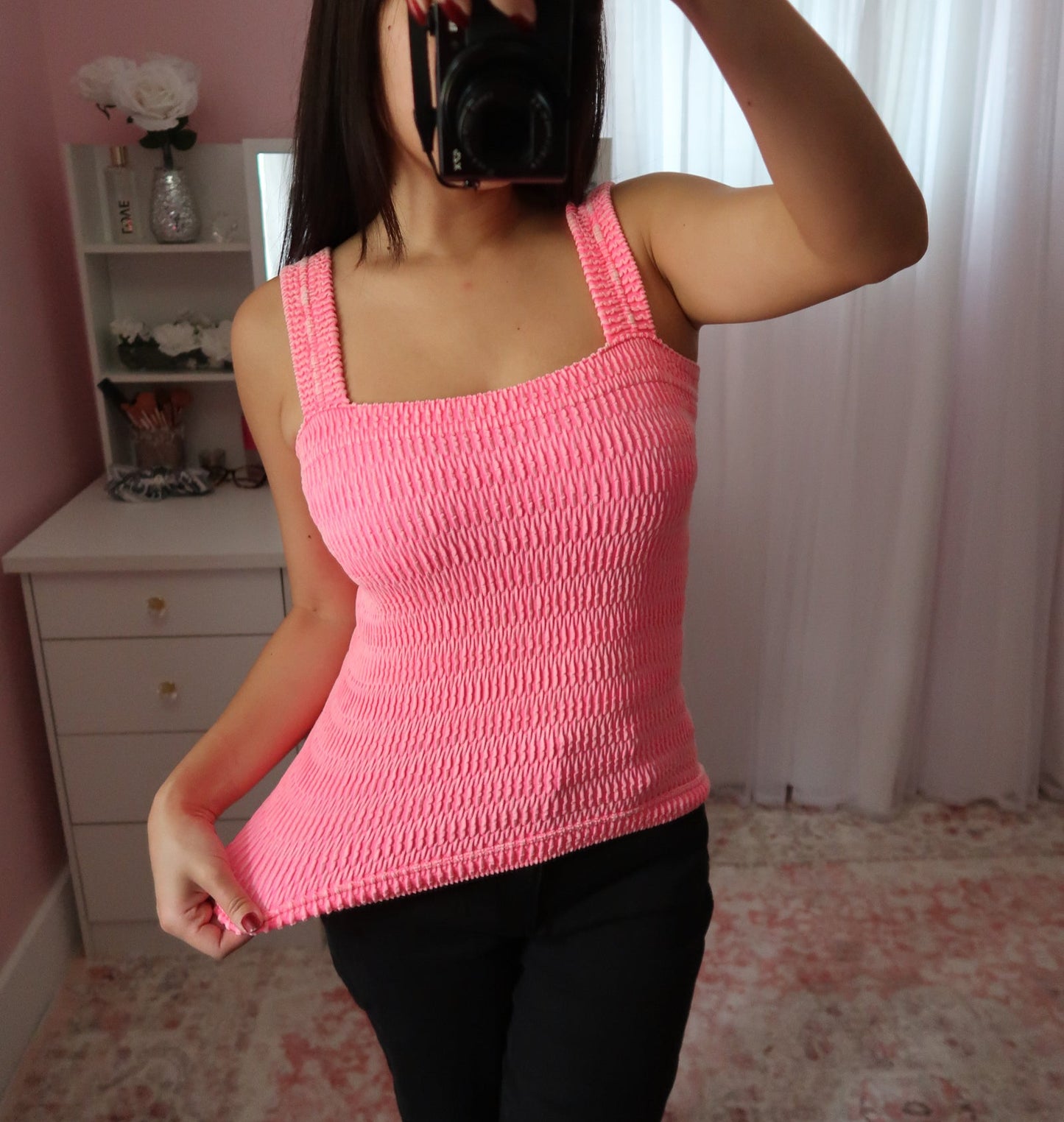 Seamless Crinkle Tank - Neon Pink